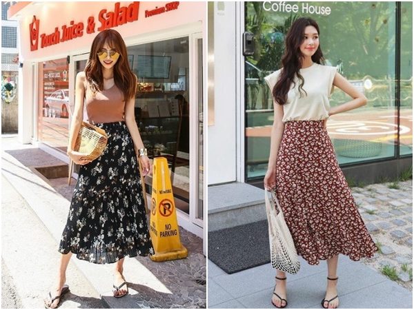 Trend của gái Hàn bây giờ là diện chân váy dài dáng bồng xòe