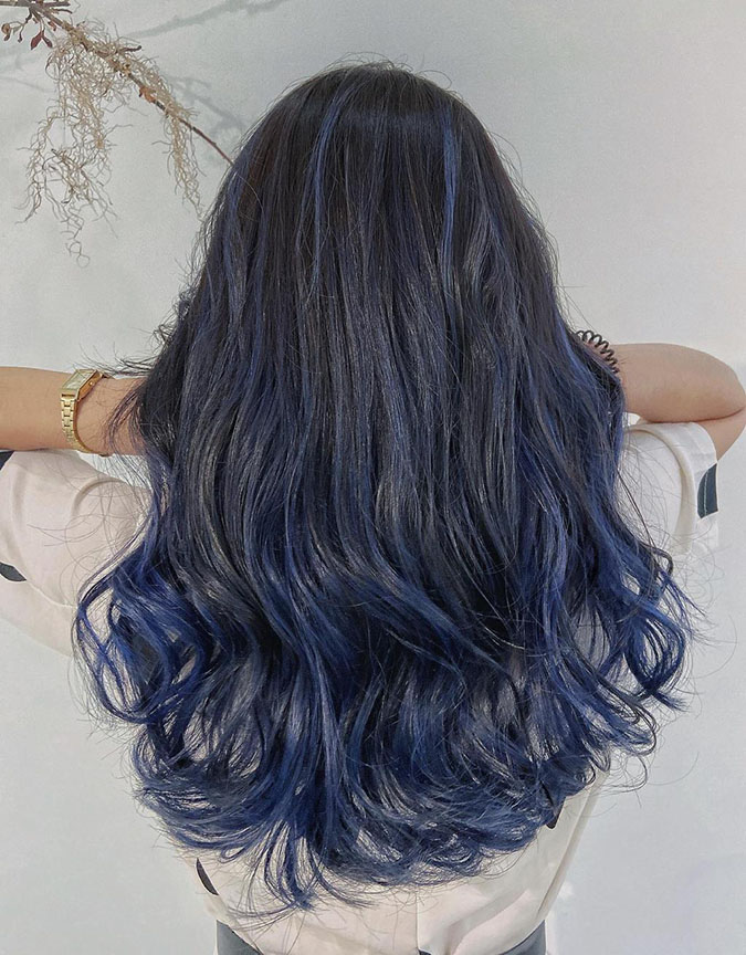 7 kiểu nhuộm tóc màu xanh dương hot trend đẹp tựa nữ thần