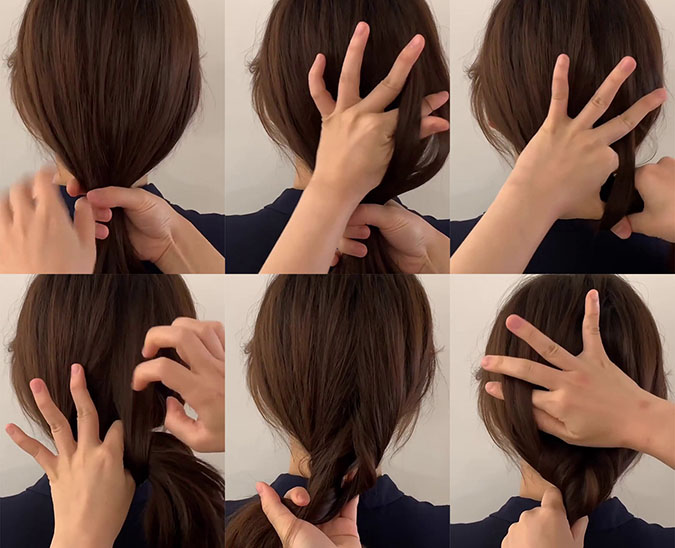6 cách buộc tóc, búi tóc không cần dây 2